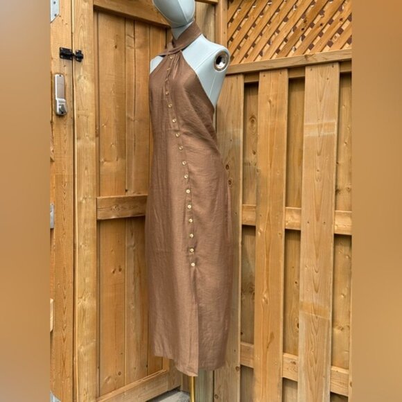 🆕 CULT GAIA 🧿 NWOT Romia Button-Detail Dress, Affogato Brown - Sz L - Picture 6 of 12